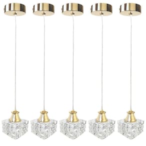 Kit 5 Pendente Cristal Interna Metal Dourado Bancada Bet42