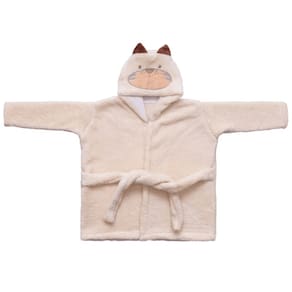 Roupão De Microfibra Baby Joy Com Capuz Bordado Tigre Bege 06 A 36 Meses