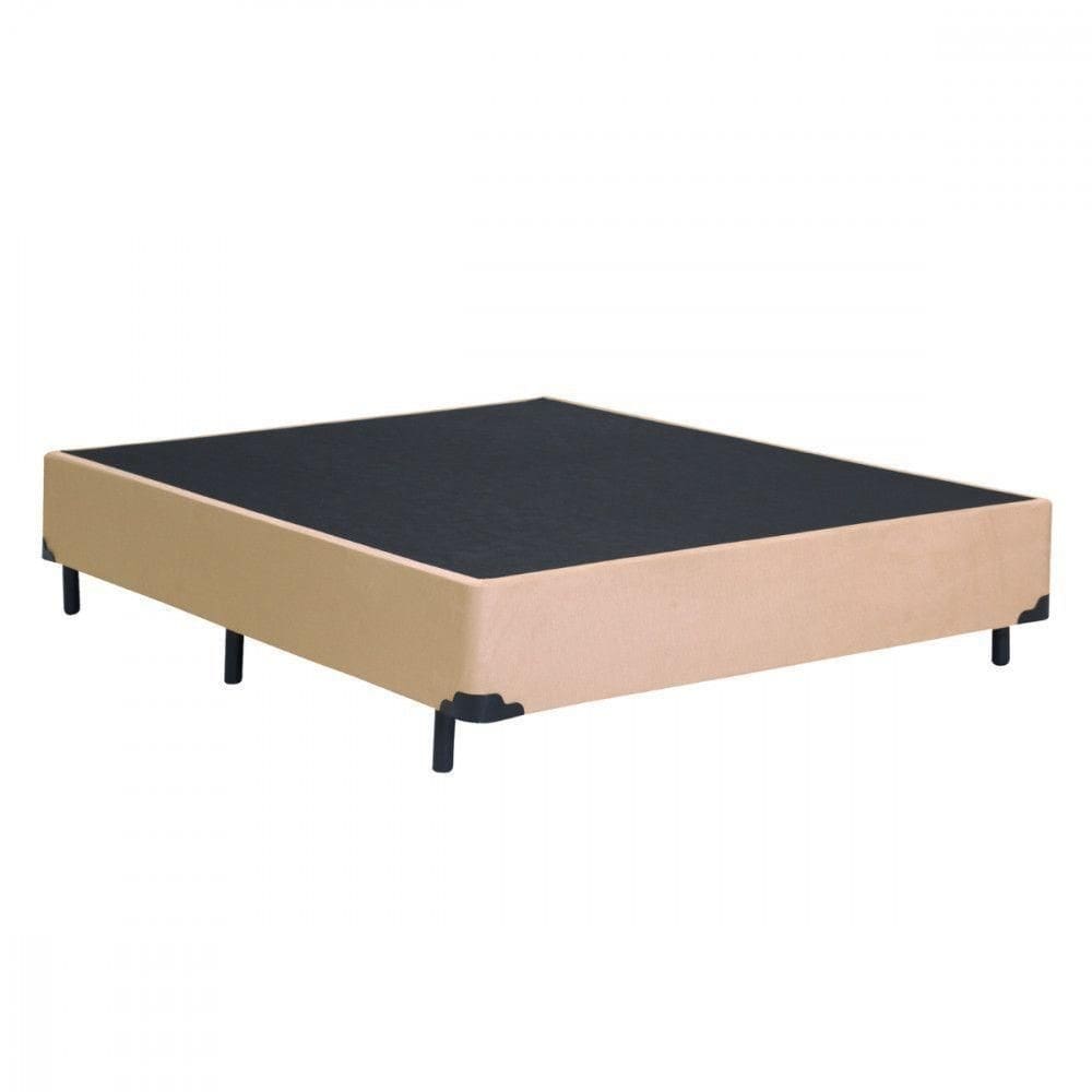 Base Cama Box De Casal Com Pés 138x188x25 Sued Bege Dancar Bege