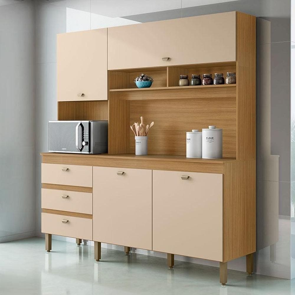 Kit Cozinha Ambiente Thainá Carvalho Americano Off White - Incorplac