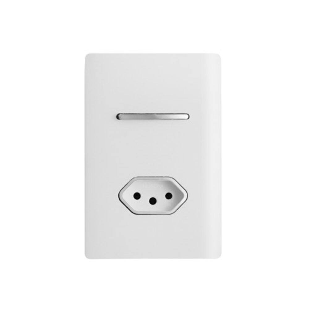 Interruptor e tomada 10a - novara branco brilhante