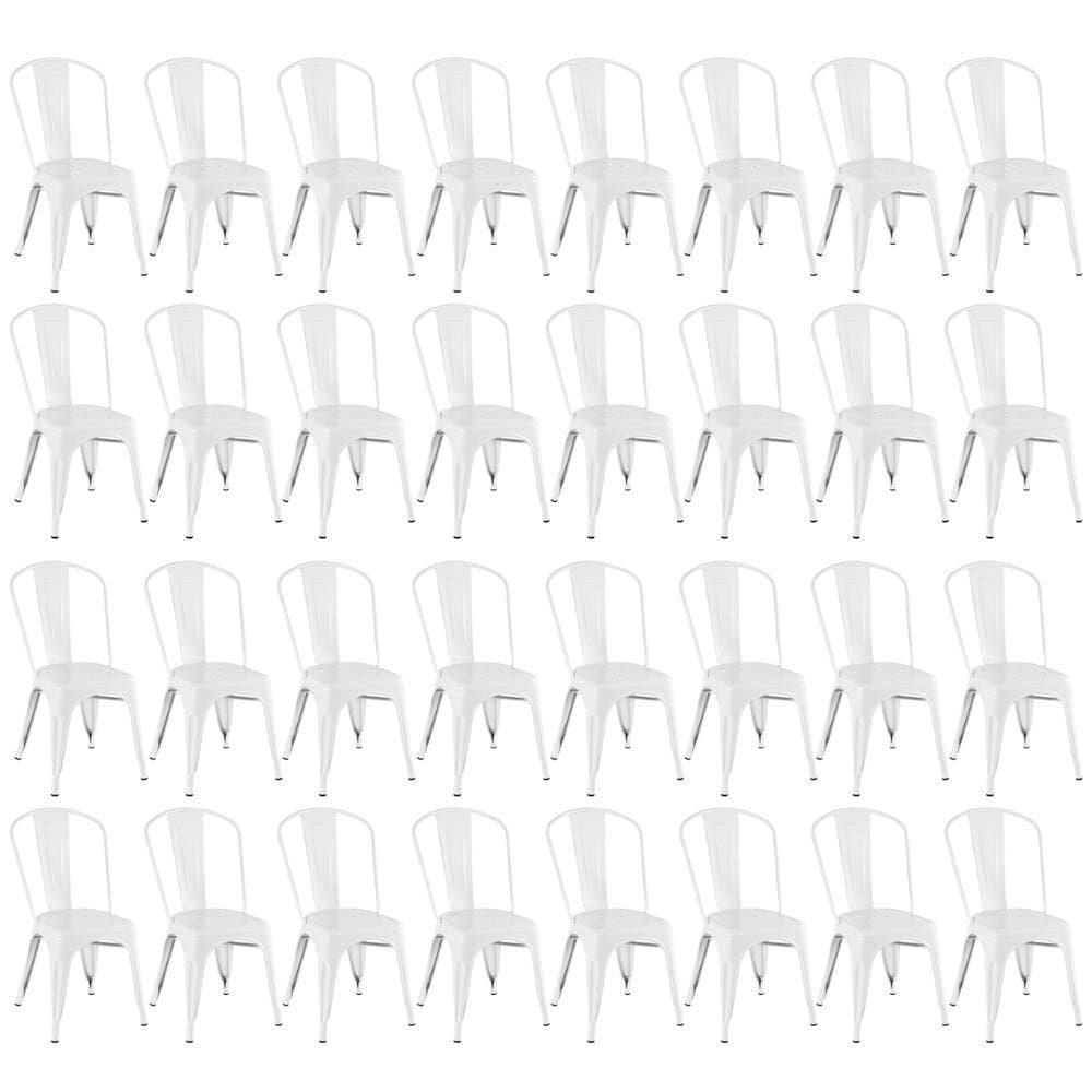 Kit 32 Cadeiras Design Industrial Branco