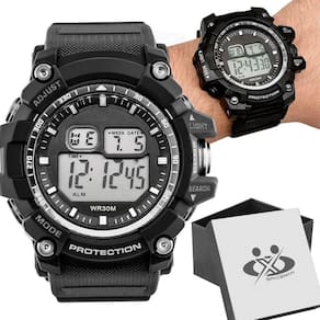 Relogio prova dagua digital masculino preto + caixa data