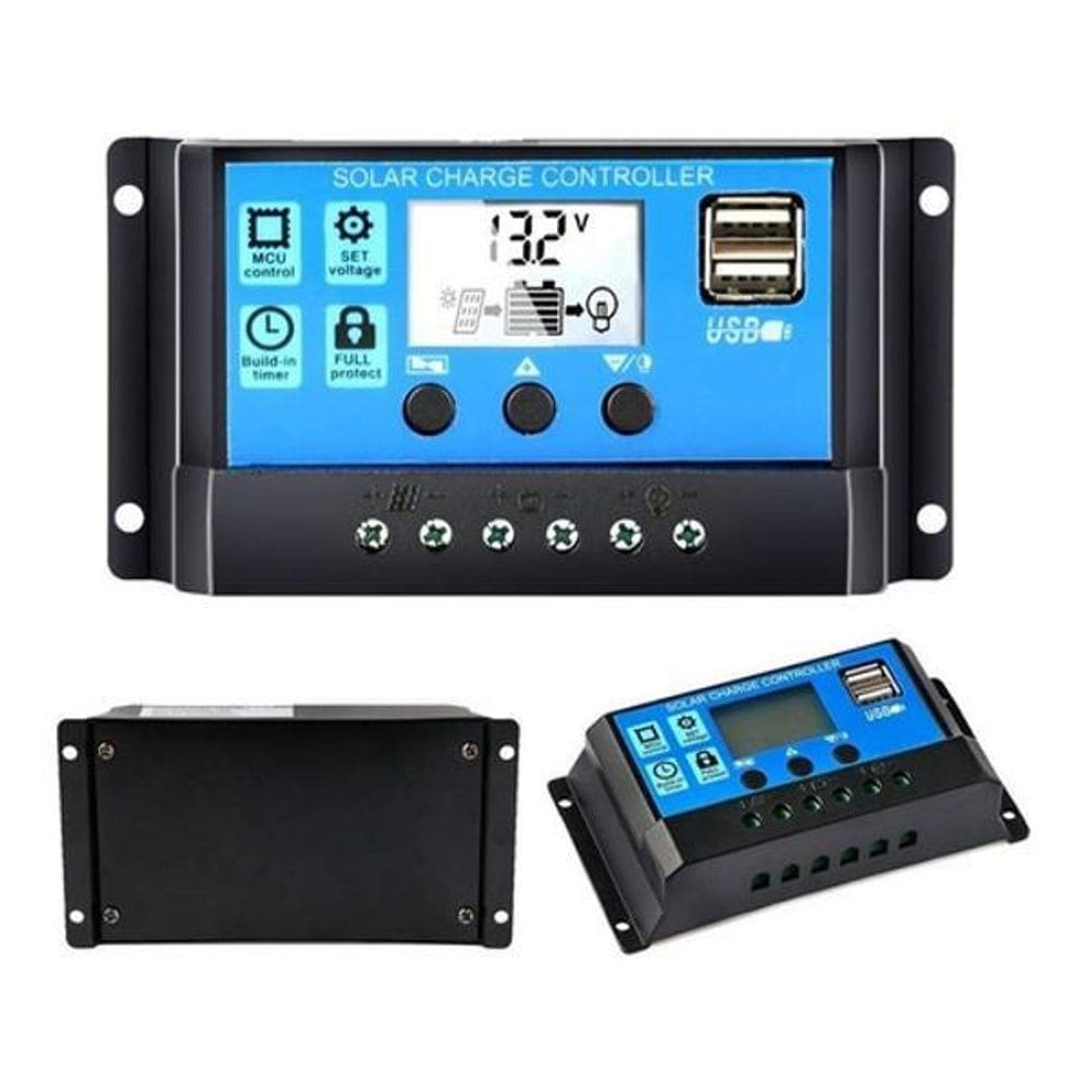 Controlador solar pwm 30a | display lcd | marca: solar