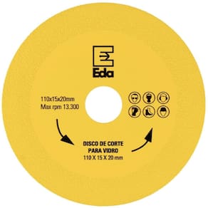 Disco de corte para vidro 110mm x 20mm cerâmica porcelanato