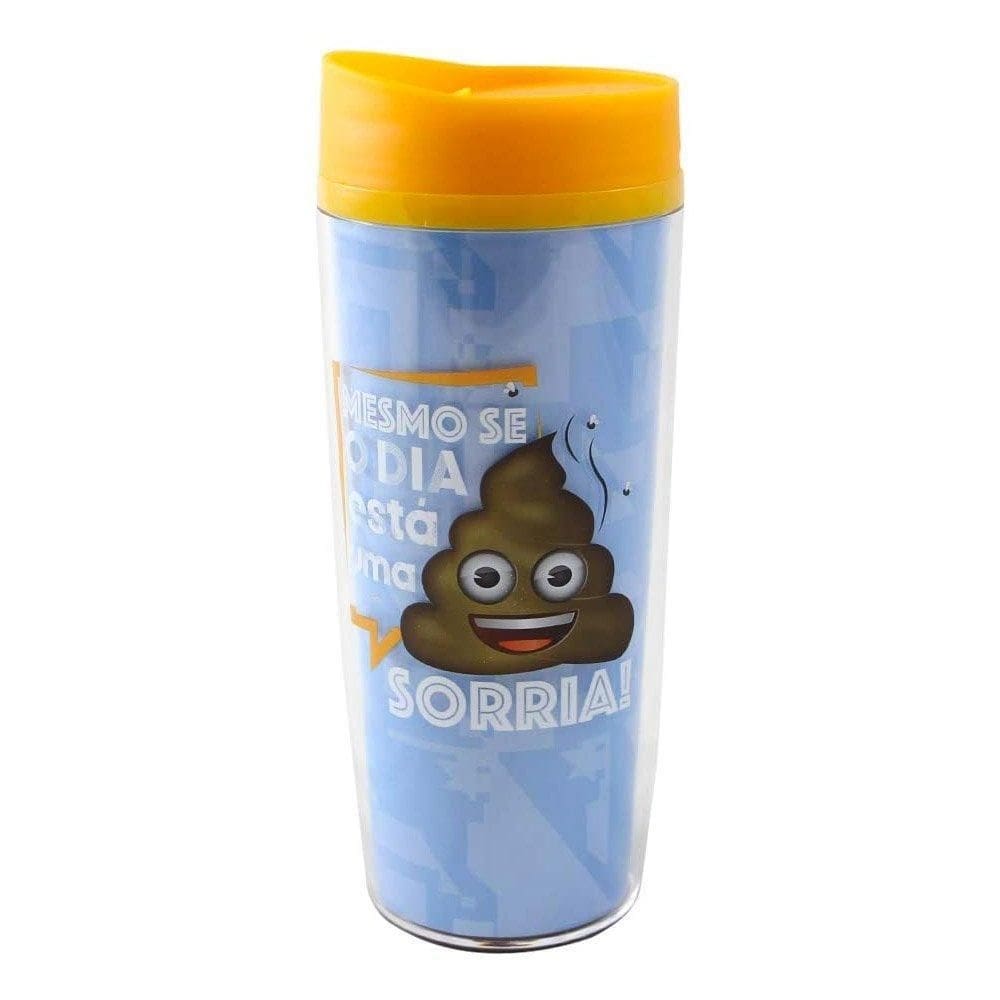 Copo para viagem plástico emoji hoje o dia está - 500ml