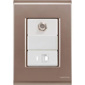 Cj Tomadas Rj45 Ethernet + Tv Coaxial Liz Ouro Velho Tramontina Completo Pronto Tramontina