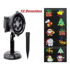 Refletor espeto de natal laser jardim casa 12 desenhos noel