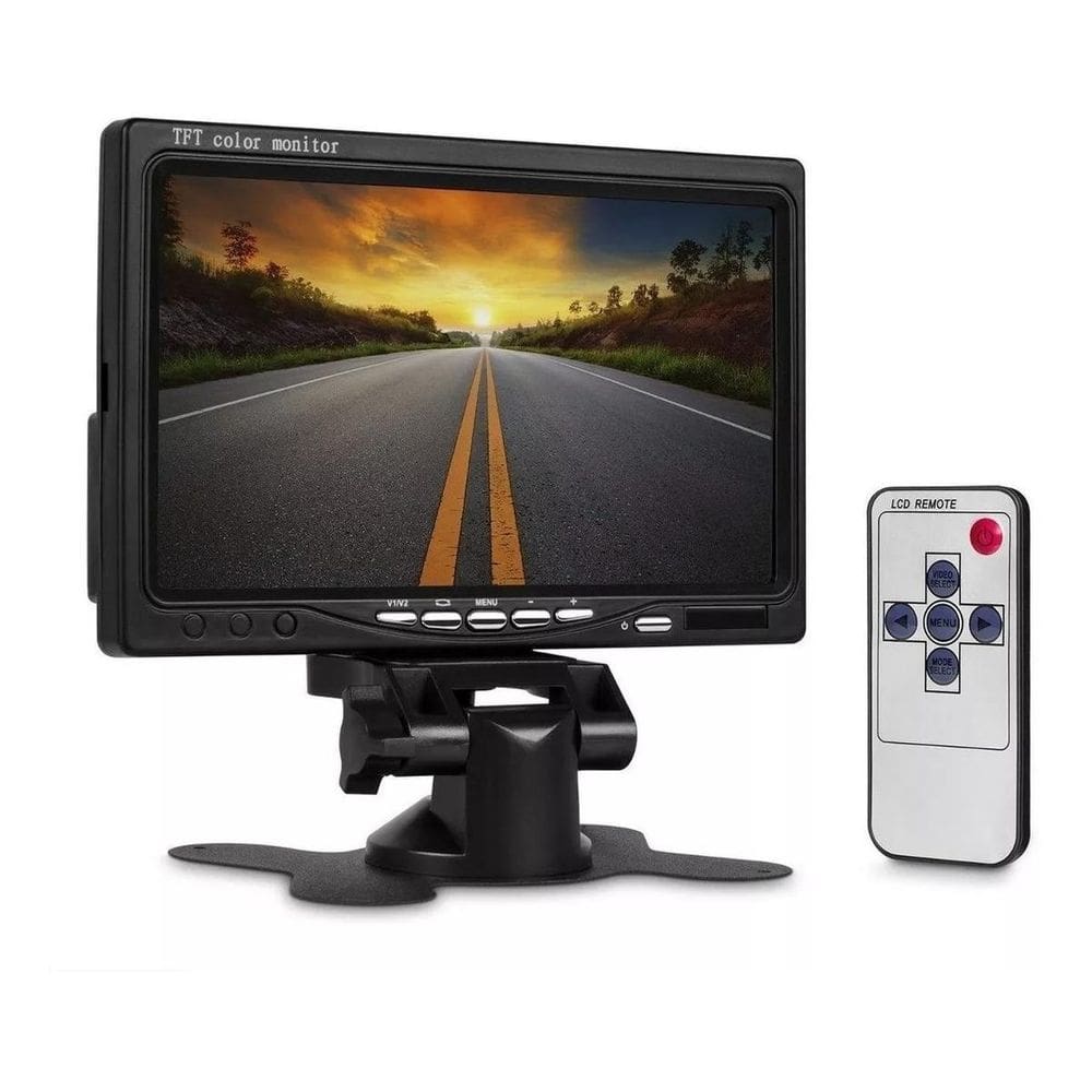 Monitor Tela 7 Preta Pillow Tft Led Entradas Video Controle