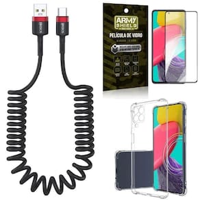 Kit capinha samsung m53 5g + cabo espiral tipo c + película