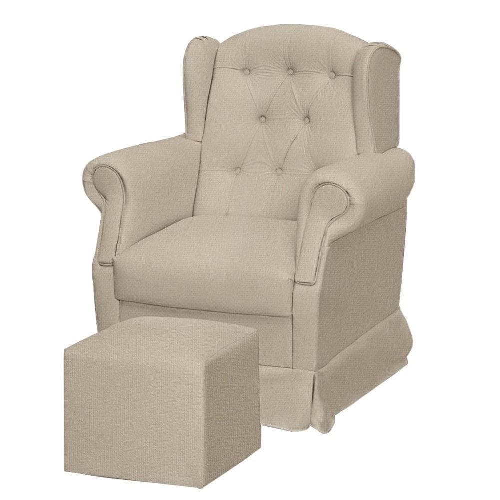 Poltrona de Amamentação Balanço e Puff Leticia Suede Bege - Phoenix Baby