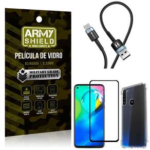 Cabo usb tipo c hs-302 moto g8 power+capinha+película 3d