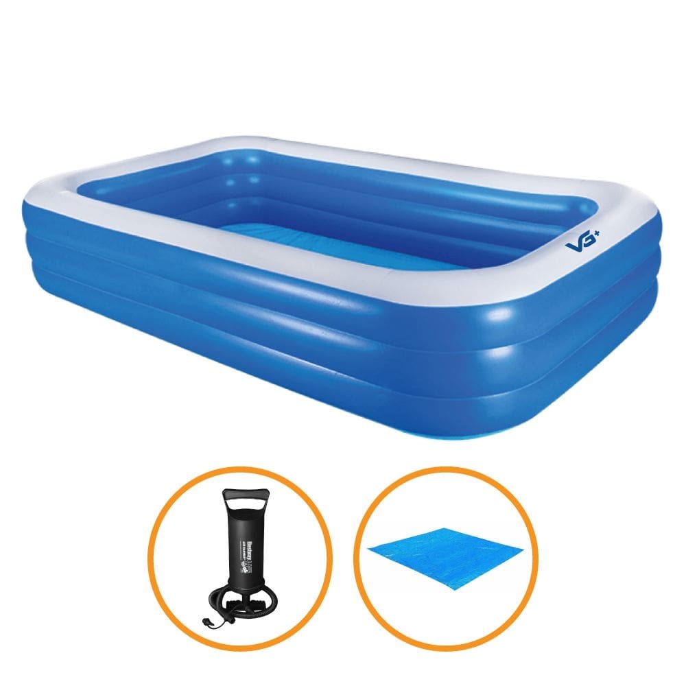 Piscina Inflável Retangular Azul 1.500 Litros Pvc com Bomba e Forro Vg+