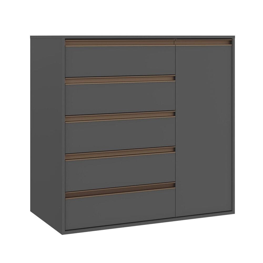 Cômoda 5 Gavetas 1 Porta Titânio