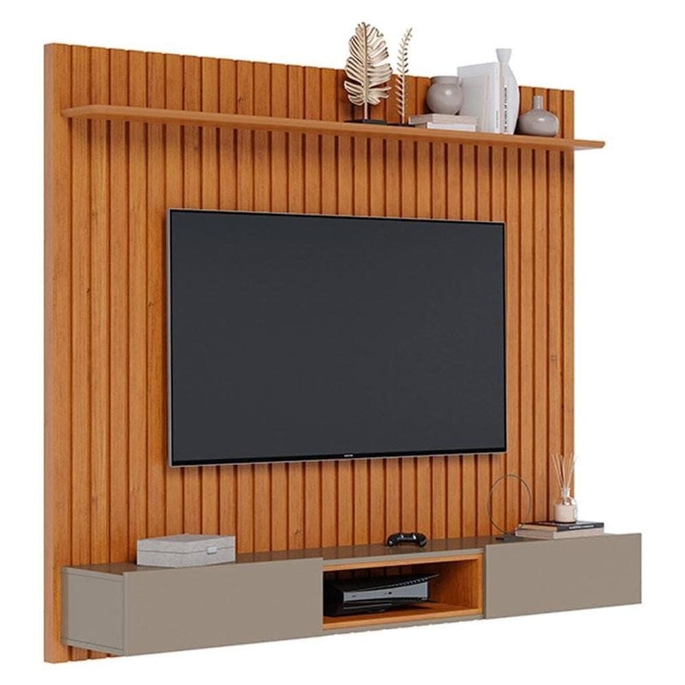 Painel para TV Home Suspenso Ripado Loft 1.8 Nature Gianduia - Imcal