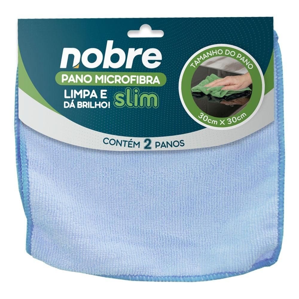 Pano de microfibra 30x30cm pacote 2 unid. azul slim - nobre