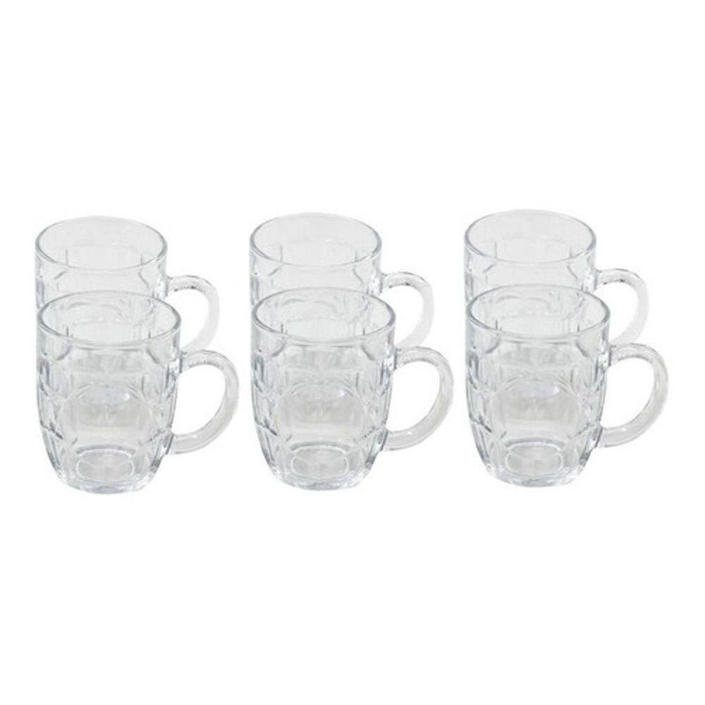 Jogo 6 copos canecas água suco vidro conjunto 300ml 9,5 x 8