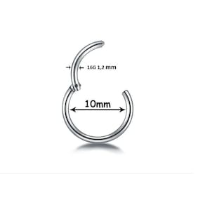 Piercing argola titânio septo helix cartilagem 10mm prateado