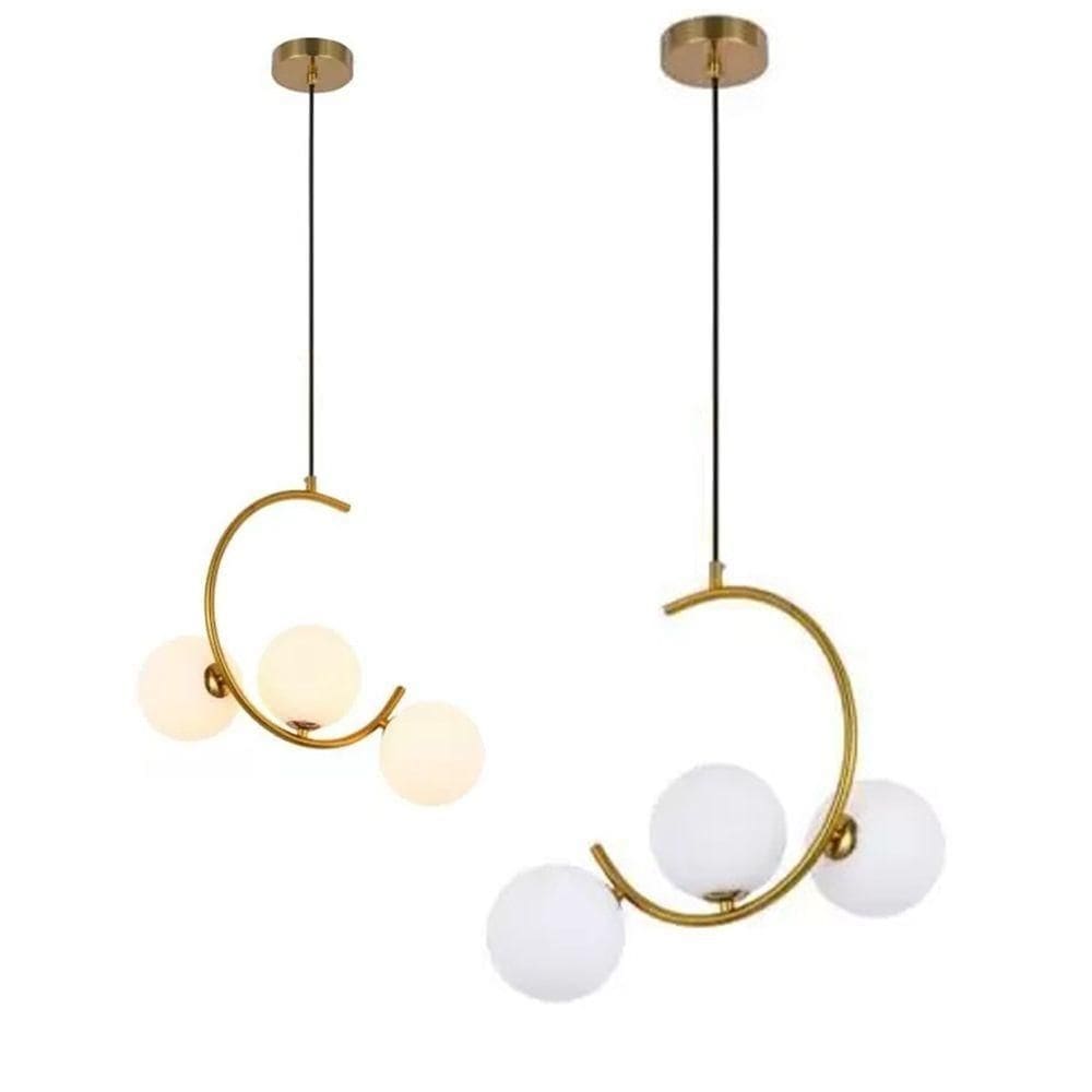 Luminaria Pendente Lustre Meia Lua Enfeite Luxo Sala Quarto
