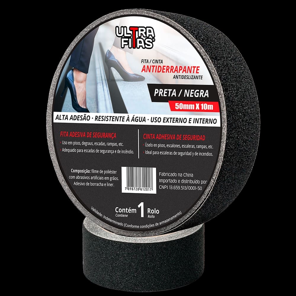 Faixa Fita Lixa Antiderrapante 50 mm X 10 Metros - Preta