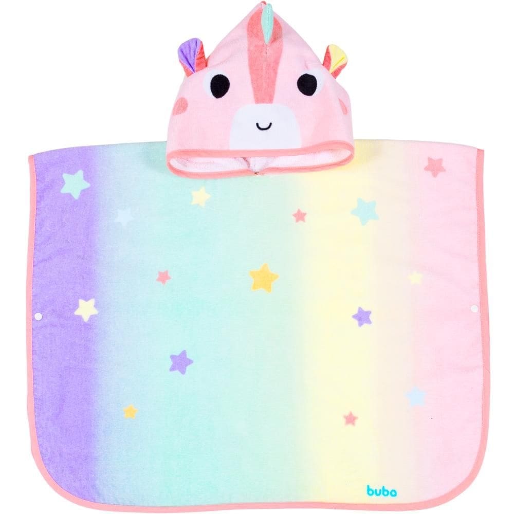 Toalha Poncho Buba Com Capuz Zoo Unicórnio Rosa