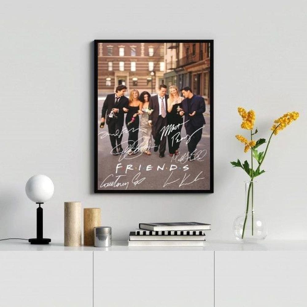 Quadro decorativo friends assinaturas atores 45x34cm