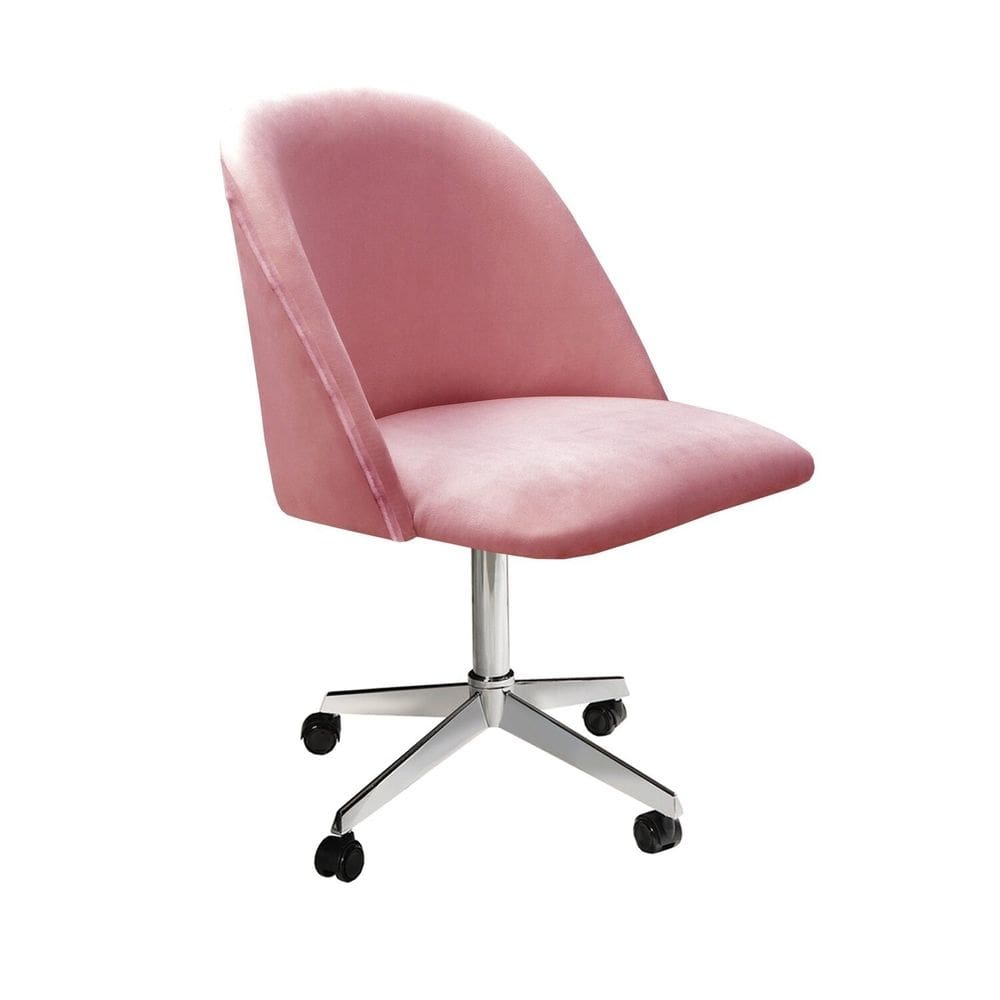 Poltrona Decorativa Gaia Giratória de Rodízio para Sala, Quarto, Recepção Rose