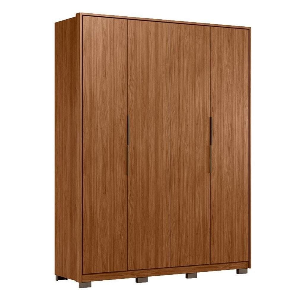 Guarda Roupa Casal Attore 4 Portas Nogueira Touch com pés Demóbile - Demartêz