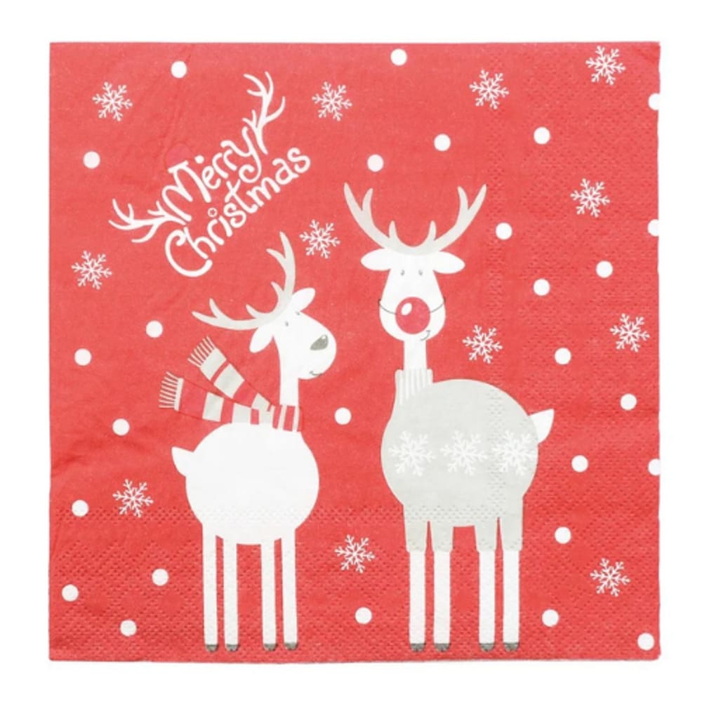 Guardanapo De Natal Rena Vermelho e Branco 1113556 Cromus