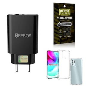 Capinha moto g60s + fonte carregador turbo + película 3d