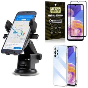 Kit capa a23 4g + suporte veicular ventosa auto + película