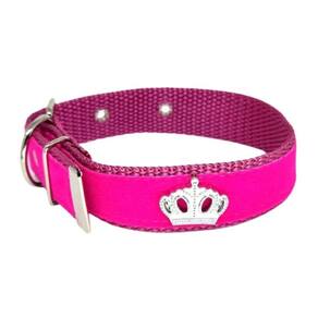 Coleira Camurça Aplique Pra Cachorro Nicapet 25Mm Cor Rosa