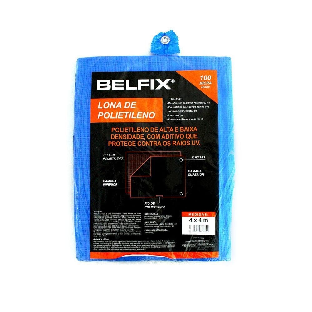 Lona Multiuso De Polietileno 4 X 4 M - Azul
