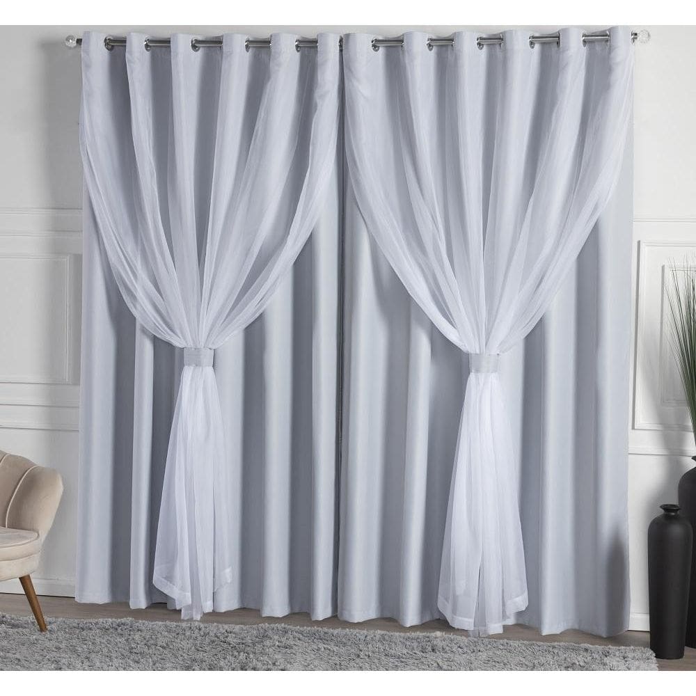 Cortina blackout com voil 4,00x2,50 gelo quarto sala