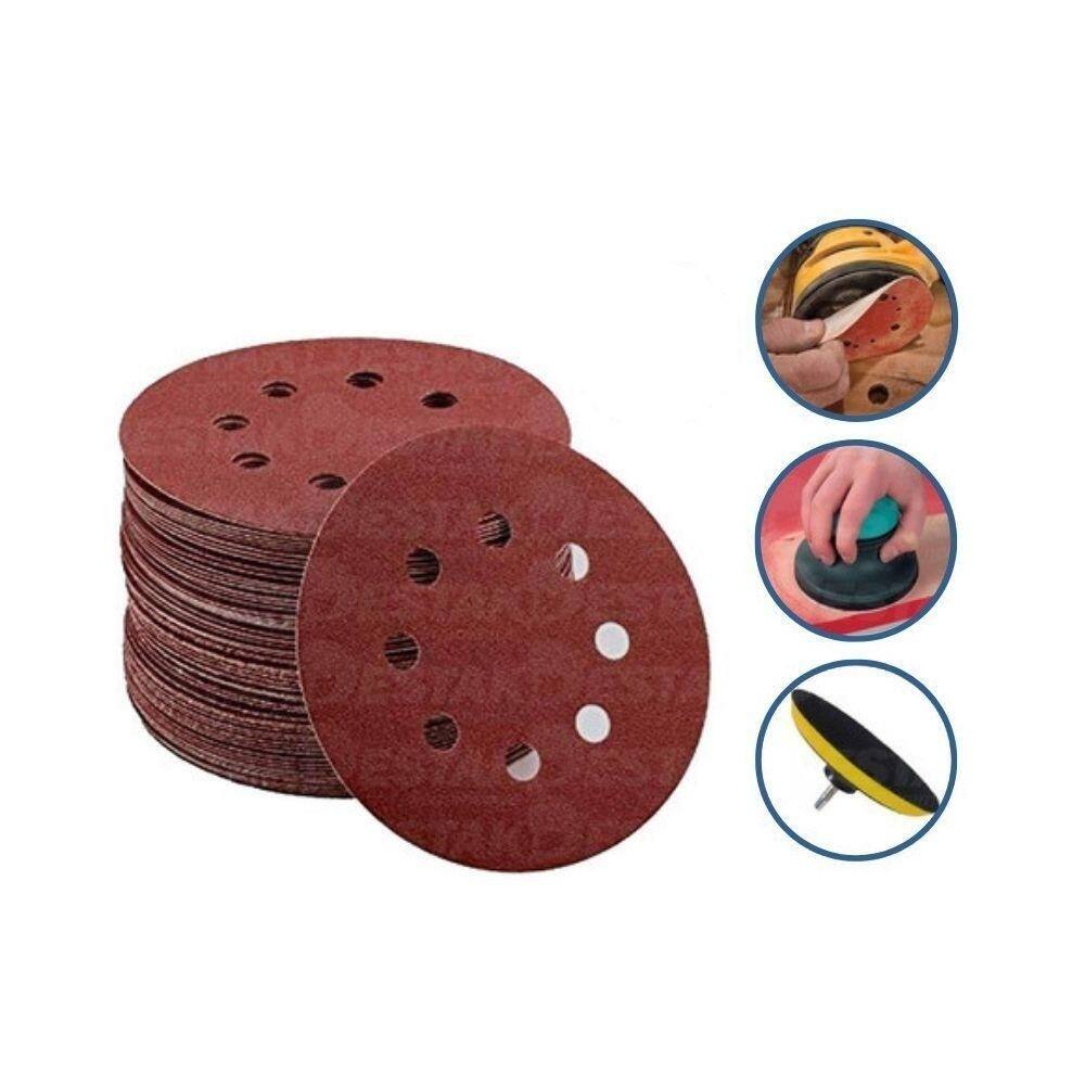 Disco de lixa tiras aderentes vermelho 150mm grão 80 starfer 100