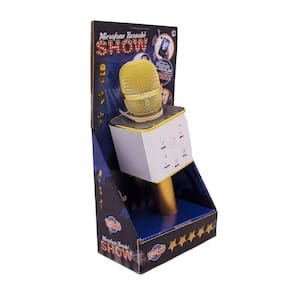 Microfone karaokê show bluetooth dourado toyng 36739