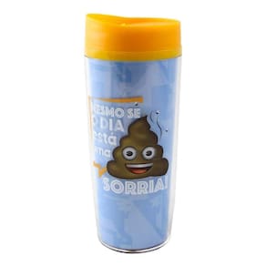 Copo para viagem plástico emoji hoje o dia está - 500ml