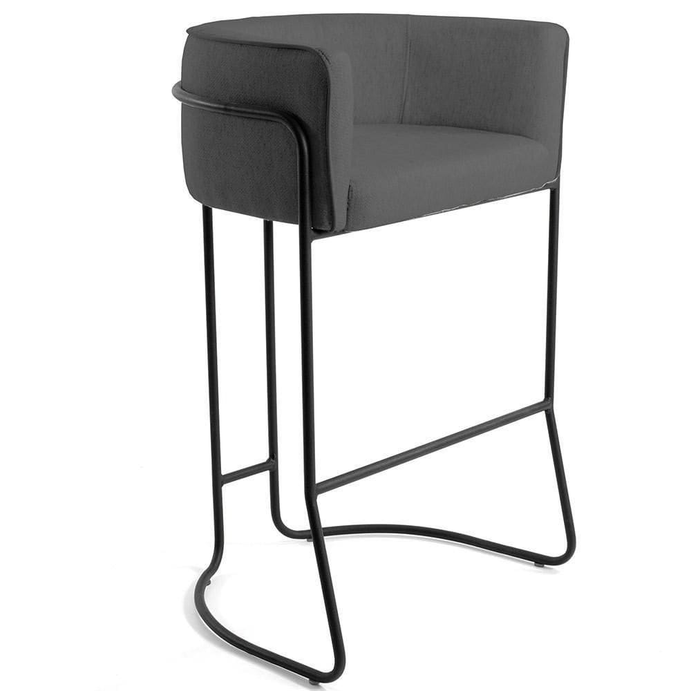 Banqueta Decorativa Base De Aço Preto Betina D02 Cinza C-03