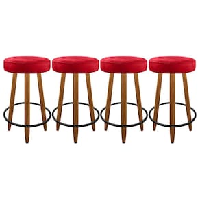 Kit 4 Banquetas Altas Com 3 Pés Palito Bar Cozinha Vermelho