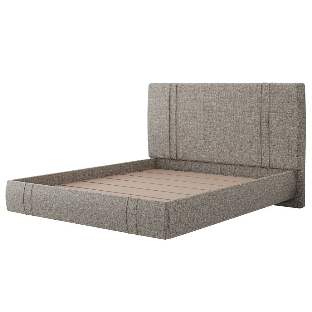 Cama King Flutuante Com Cabeceira 195cm Lyra S05 Linho Marrom - Mpozenato