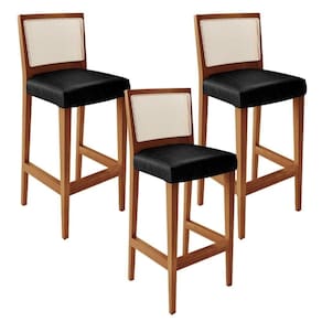 Kit 03 Banquetas Alta Para Encosto Tela Branco Preto Brilho