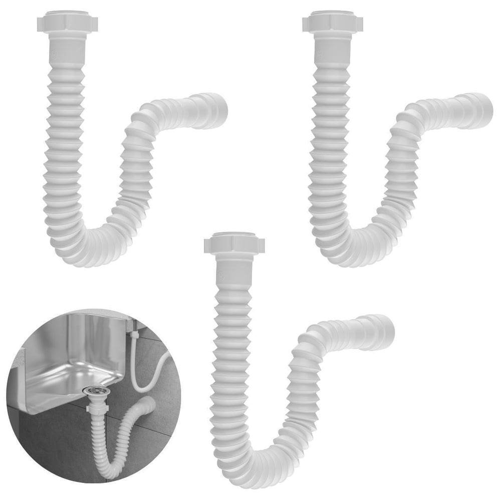 Sifão sanfonado universal 61cm branco astra kit com 3 un