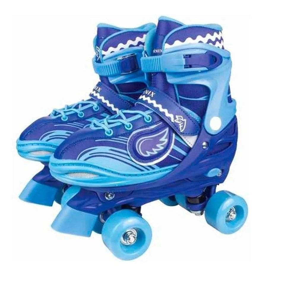 Patins roller 4 rodas com luz 34 a 37 ajustável azul