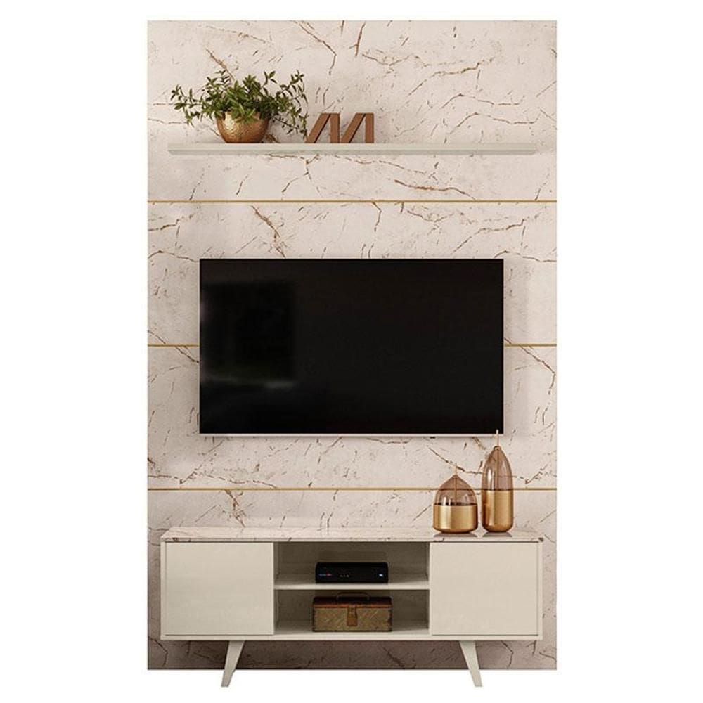 Estante Home Theater com Bancada Panorama Calacata Off White – Madetec