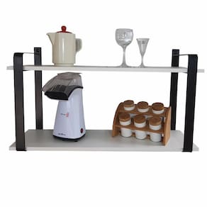 Nicho industrial cozinha prateleira dupla branco mdf 80cm