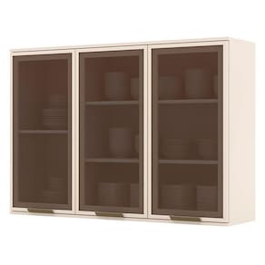 Armário Aéreo 3 Portas de Vidro 120 cm Évelin Off White – Henn