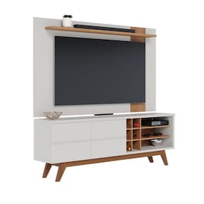 Rack Bancada Noronha 1.8 e Painel para TV Extensivo Leme Off White Matte Freijó – Colibri
