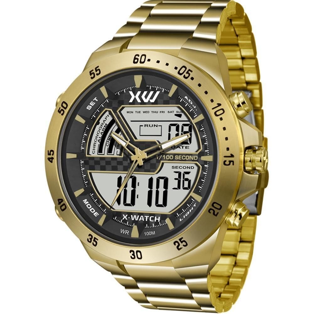 Relogio x-watch masculino digital analogico de aço xmgsa004w