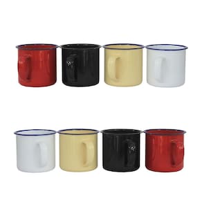 Kit 8 caneca esmaltada 90ml xícara café chá coloridas