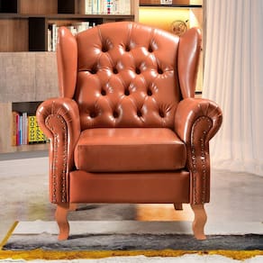 Poltrona Chesterfield Imperador Decoração Retrô Vintage Caramelo